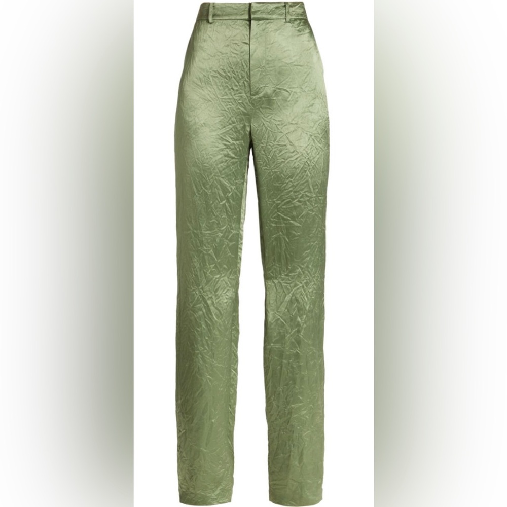 Cinq A Sept Kasid Crinkled Satin Straight-Leg Pants